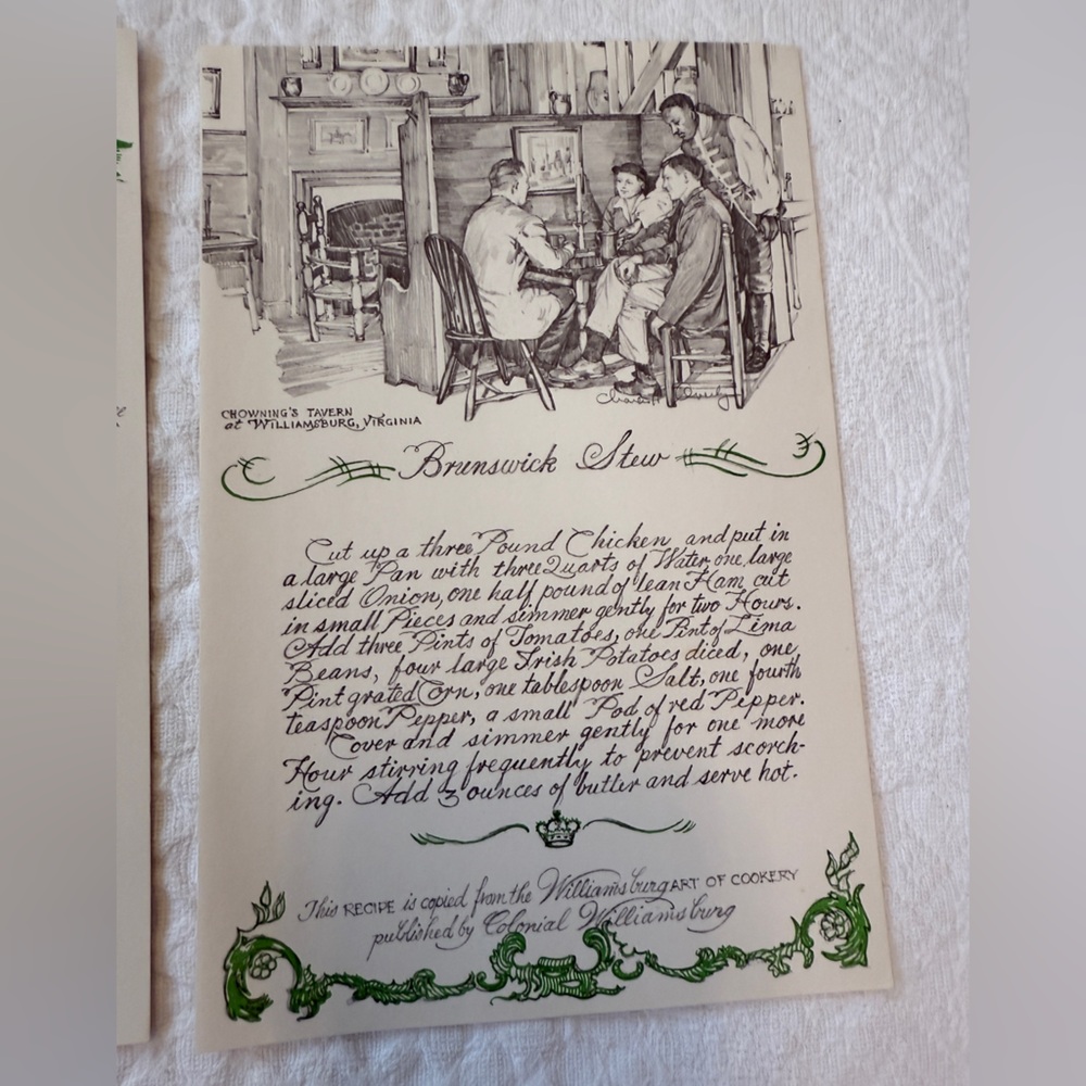 Vintage Authentic Recipes From Colonial Williamsburg Charles Overly Art Cards - Picture 4 of 6